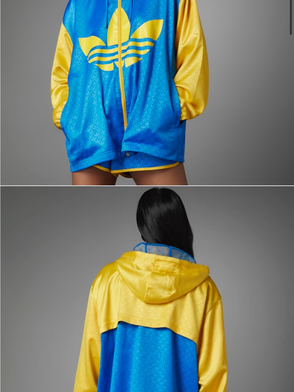 adidas set jacket S and shorts XS Blue and Yellow Trefoil Full-Zip Hoodie